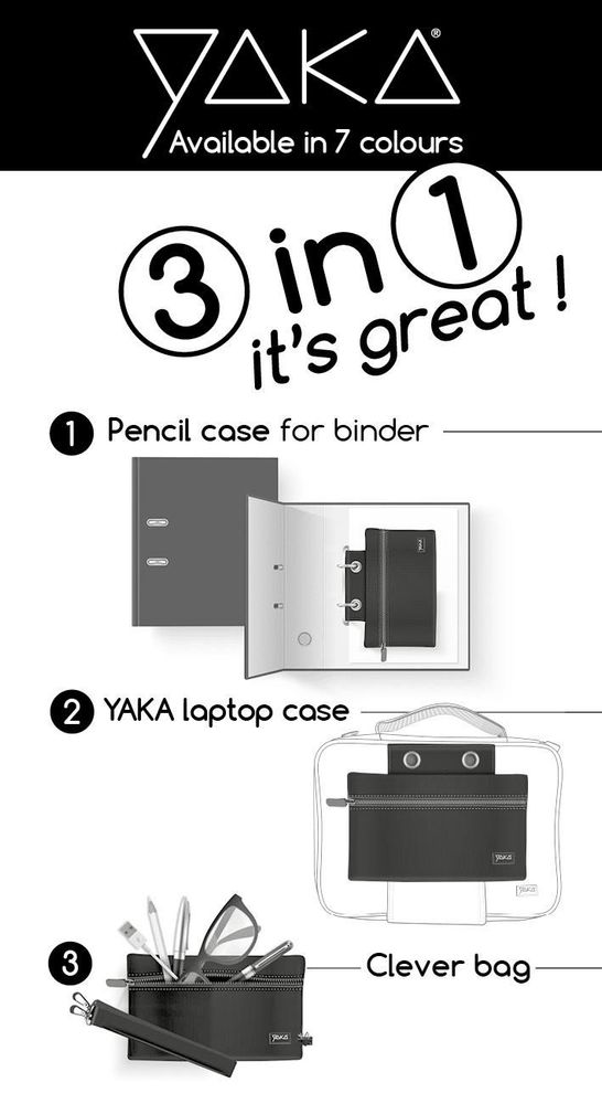 Clutches - YAKA 3-in-1 case - tote bag - pencil case - YAKA