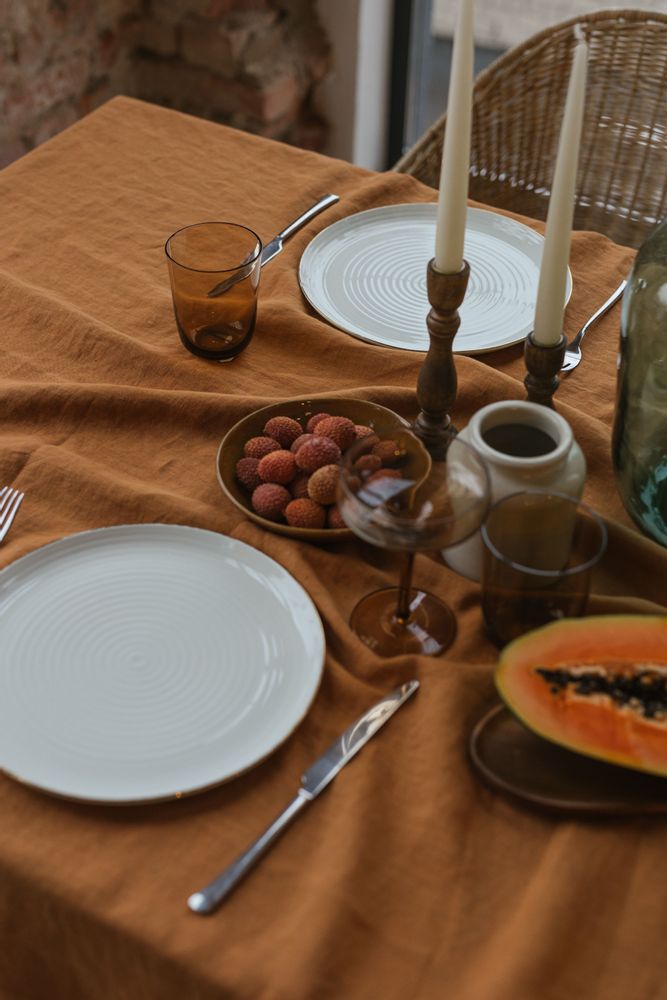 Table linen - Cinnamon Linen Tablecloth - LINEN SPELLS