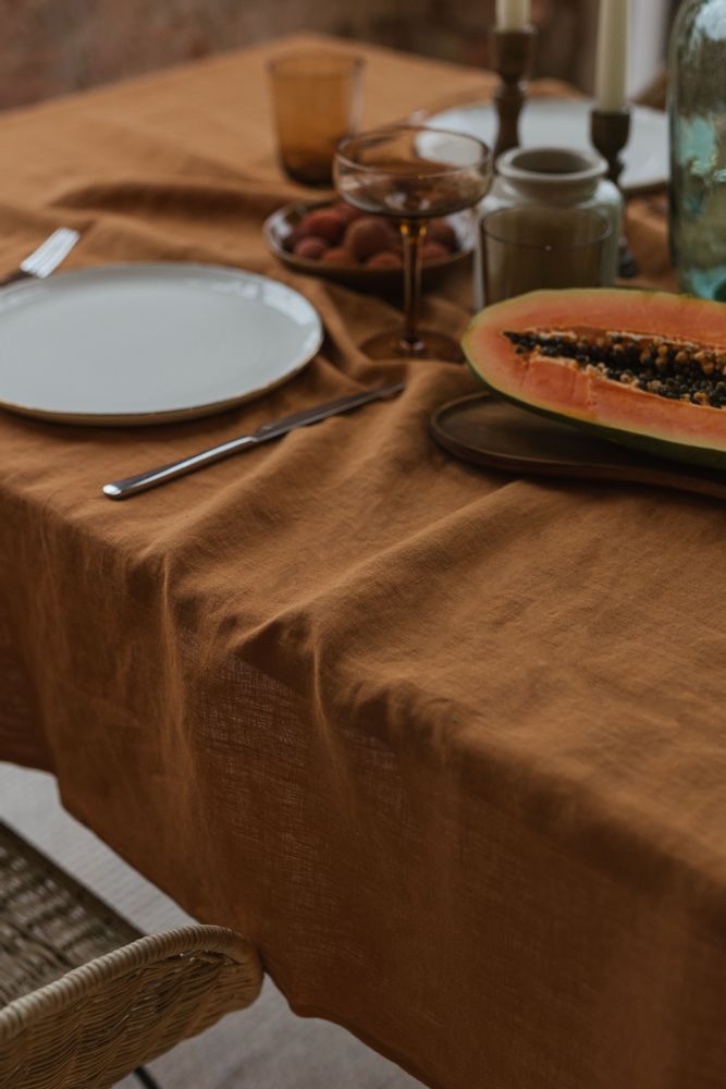 Table linen - Cinnamon Linen Tablecloth - LINEN SPELLS