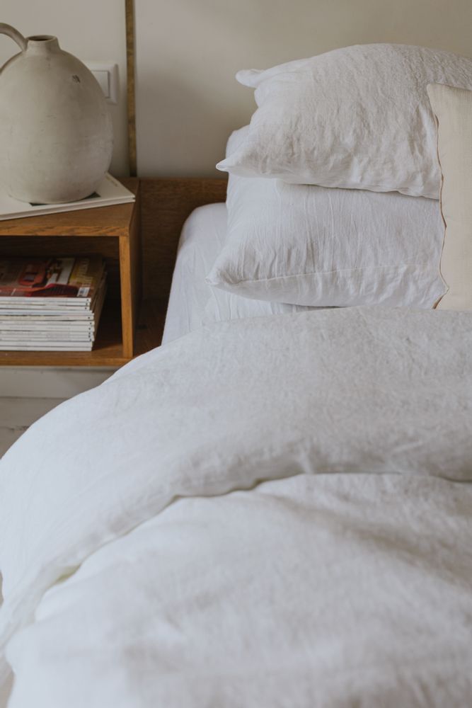 Comforters and pillows - White Linen Pillow Case - LINEN SPELLS