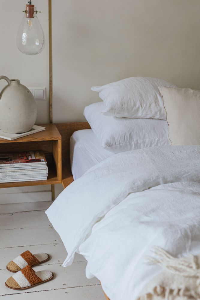 Comforters and pillows - White Linen Pillow Case - LINEN SPELLS