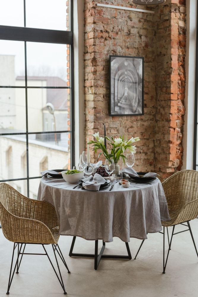 Table linen - Light Grey Linen Tablecloth - LINEN SPELLS