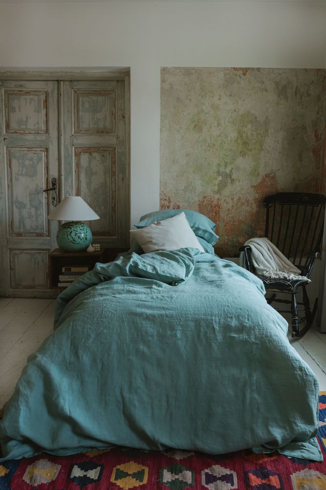 Bed linens - Ocean Mint Fitted/Flat Linen Sheet - LINEN SPELLS