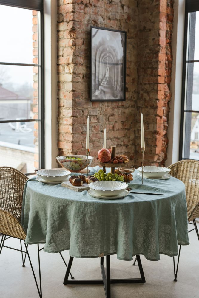 Linge de table textile - Nappe en lin Ocean Mint - LINEN SPELLS