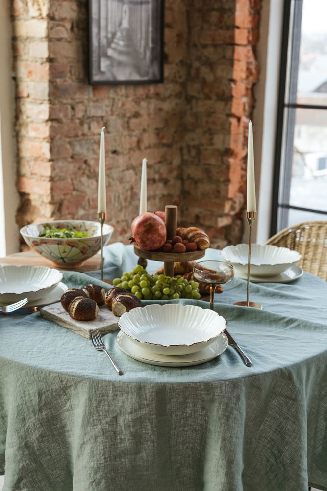 Linge de table textile - Nappe en lin Ocean Mint - LINEN SPELLS