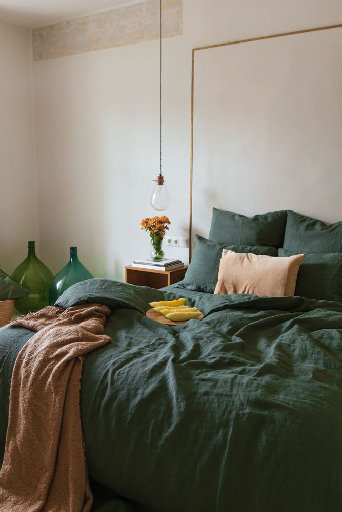 Bed linens - Forest Green Fitted/Flat Linen Sheet - LINEN SPELLS