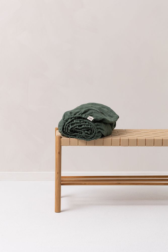 Bed linens - Forest Green Fitted/Flat Linen Sheet - LINEN SPELLS