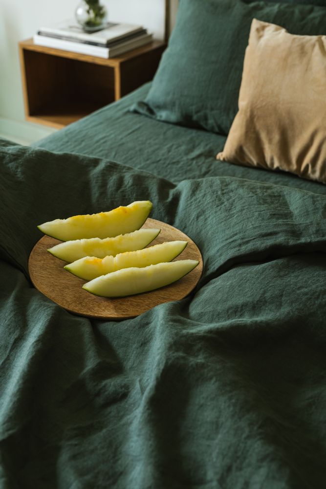 Bed linens - Forest Green Fitted/Flat Linen Sheet - LINEN SPELLS