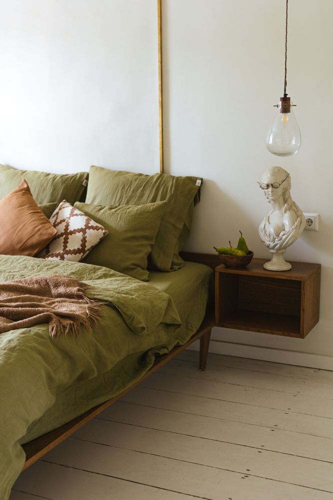 Comforters and pillows - Olive Green Linen Pillow Case - LINEN SPELLS