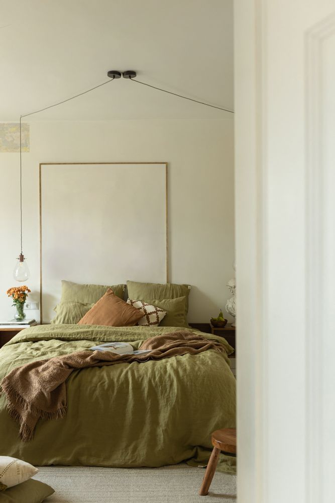 Comforters and pillows - Olive Green Linen Pillow Case - LINEN SPELLS
