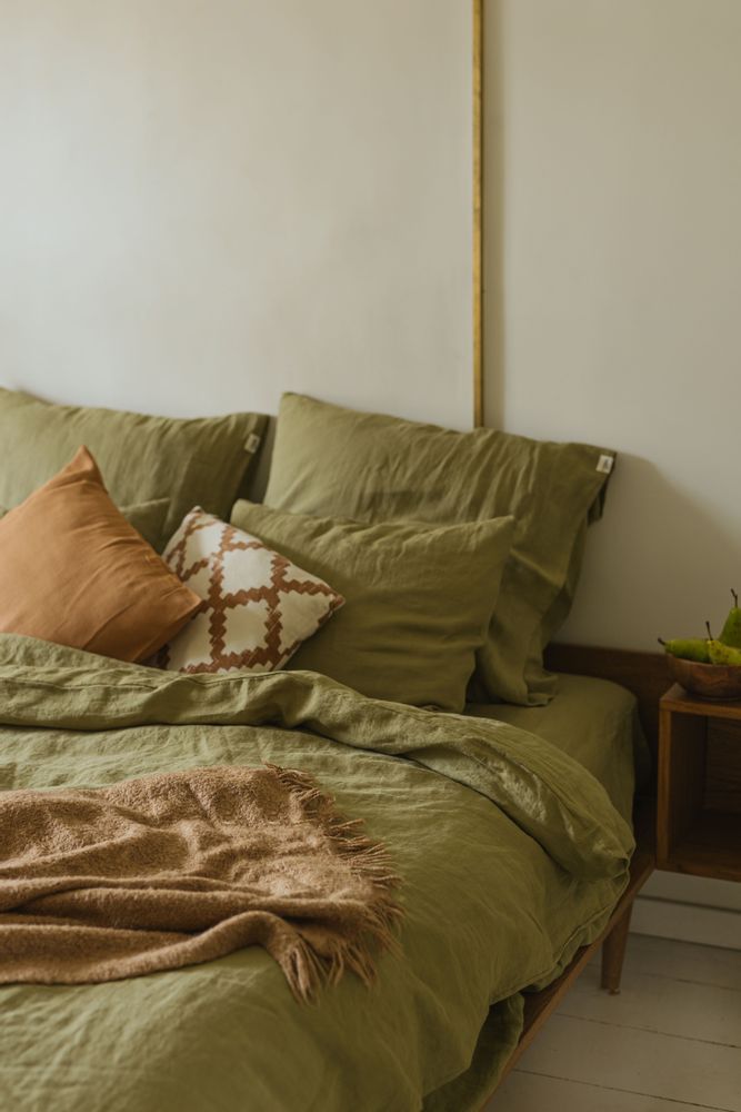 Comforters and pillows - Olive Green Linen Pillow Case - LINEN SPELLS