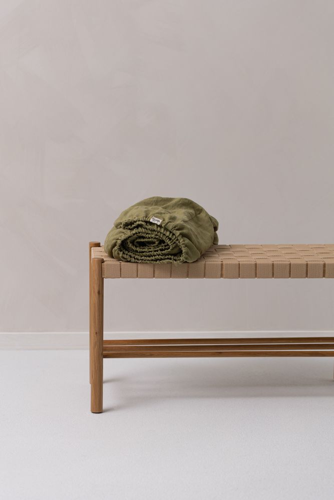 Bed linens - Olive Green Fitted/Flat Linen Sheet - LINEN SPELLS