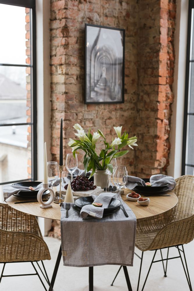 Table cloths - Light Grey Linen Table Runner - LINEN SPELLS