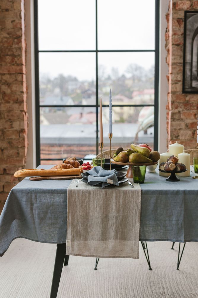 Table cloths - Natural Melange Linen Table Runner - LINEN SPELLS