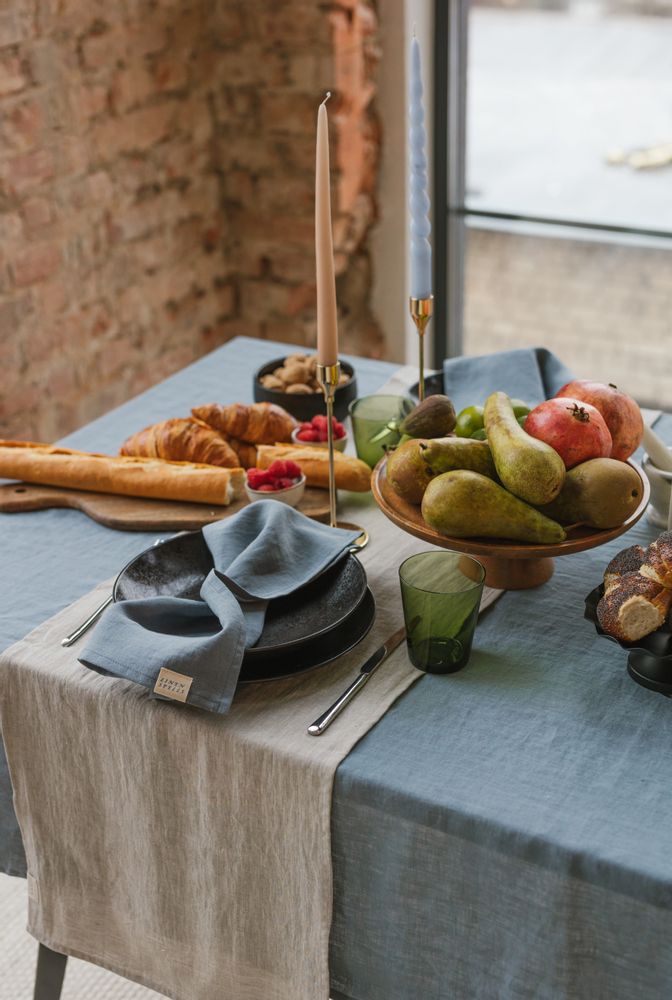 Table cloths - Natural Melange Linen Table Runner - LINEN SPELLS