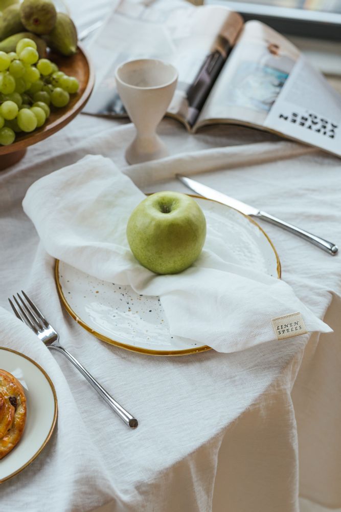 Napkins - White Linen Napkins - LINEN SPELLS