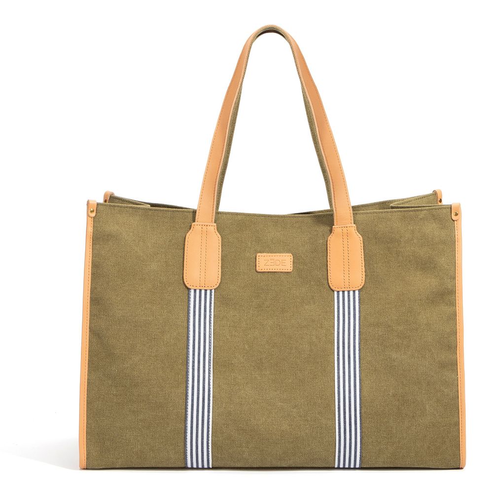 Sacs et cabas - sac cabas en toil/cuir - ZEDE (LIZE CREATIONS)