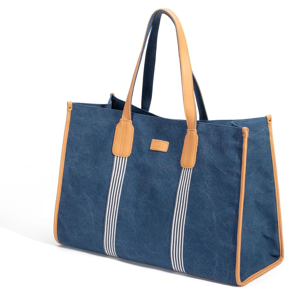 Sacs et cabas - sac cabas en toil/cuir - ZEDE (LIZE CREATIONS)