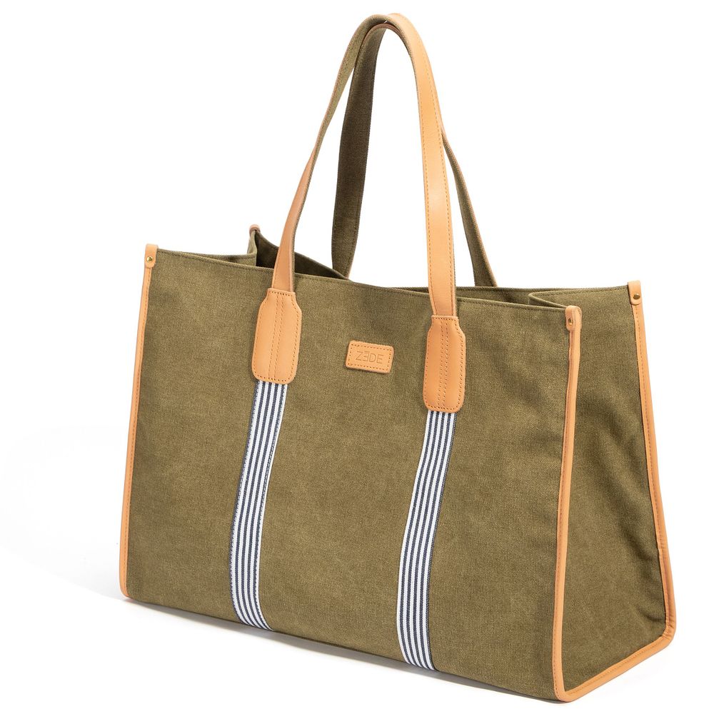 Sacs et cabas - sac cabas en toil/cuir - ZEDE (LIZE CREATIONS)