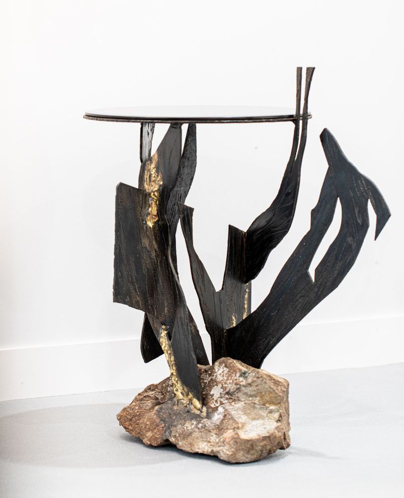 Other tables - Stone and Mirror Pedestal 2022 - CÉCILE GEIGER SCULPTURES
