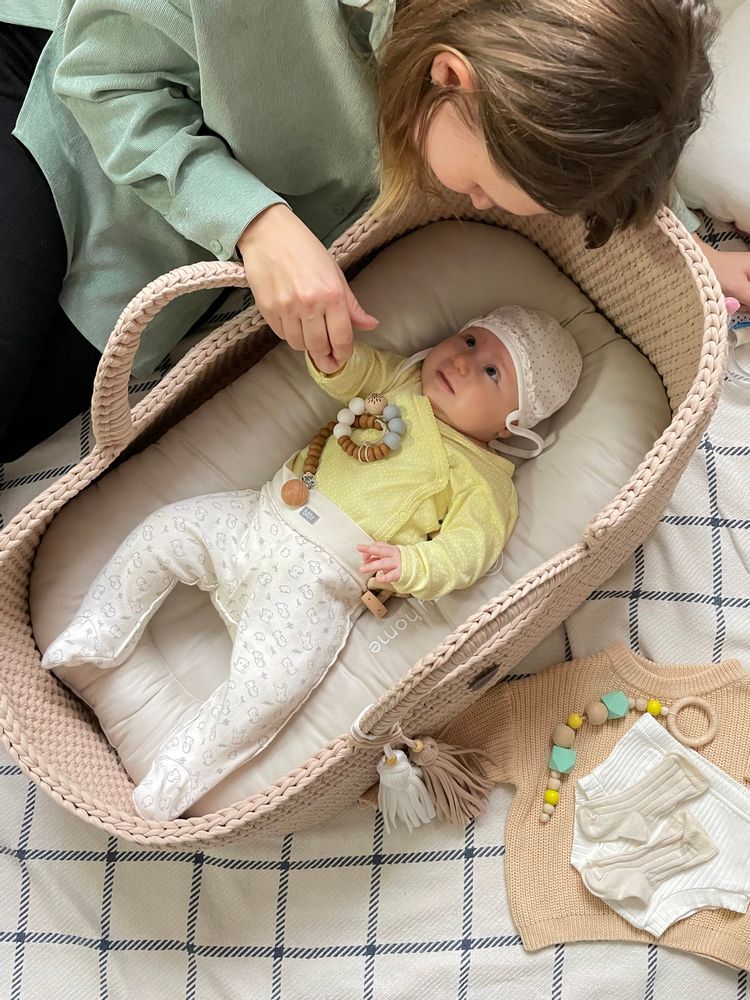 Baby furniture - XL Baby Moses baskets with straight hood and rocking stand - ANZY HOME