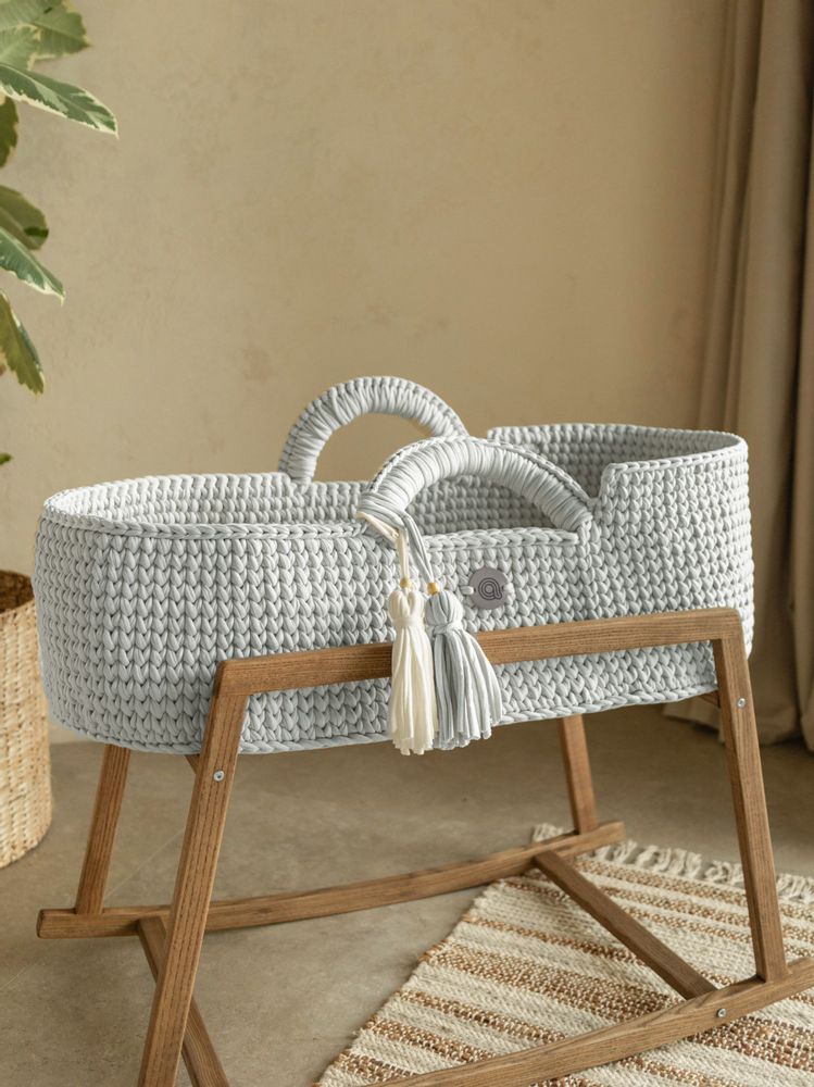 Baby furniture - XL Baby Moses baskets with straight hood and rocking stand - ANZY HOME