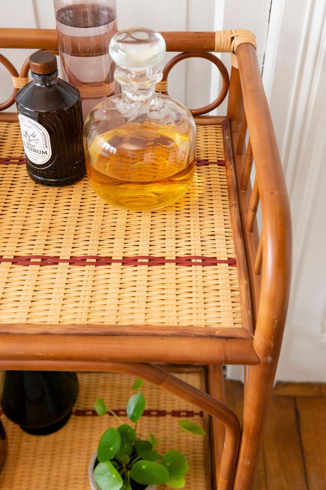 Trolleys - BAGATELLE woven rattan trolley - KOK MAISON