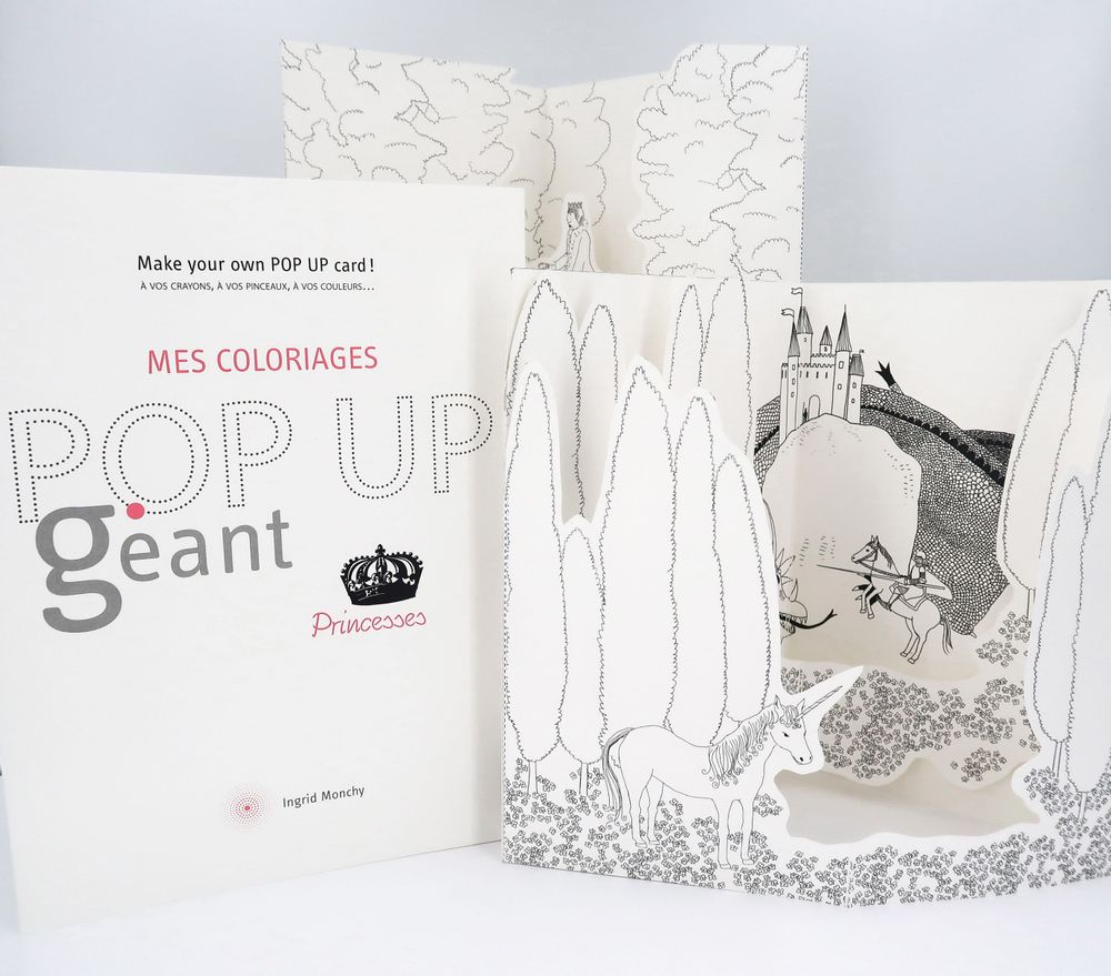 Carterie - Cartes POPUP personnalisables - DIY - Princesses Géant - COLORIAGES POPUP