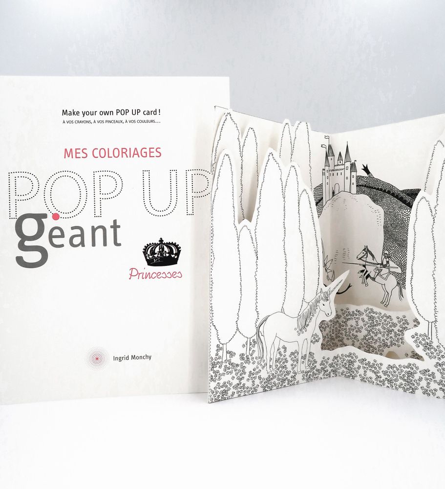 Carterie - Cartes POPUP personnalisables - DIY - Princesses Géant - COLORIAGES POPUP