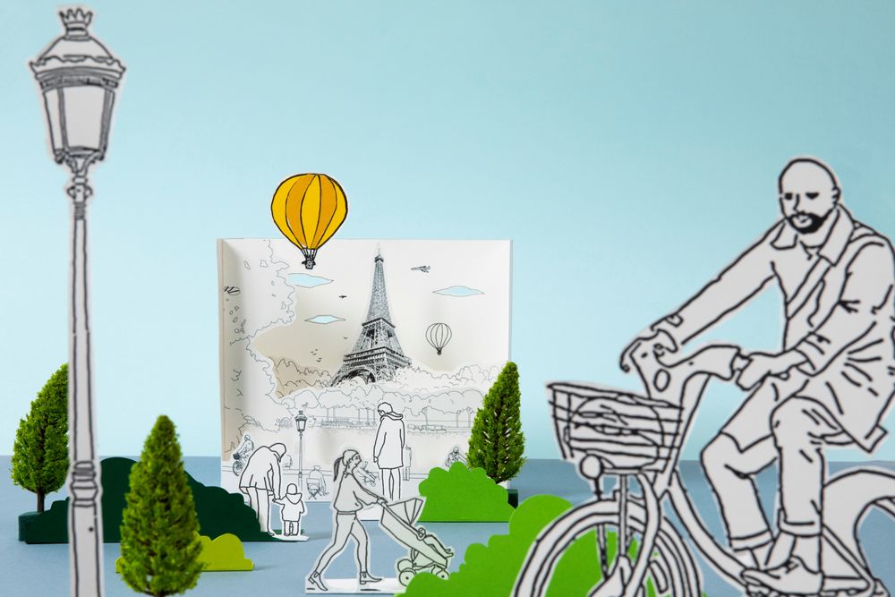 Cadeaux - Carte POPUP personnalisable - DIY - PARIS Bords de Seine - COLORIAGES POPUP