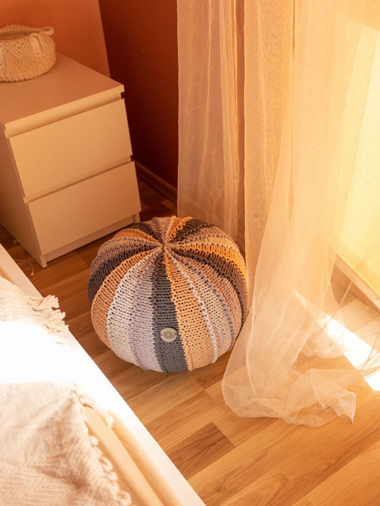 Repose-pieds - Pouf rond en tricot RIBS - ANZY HOME