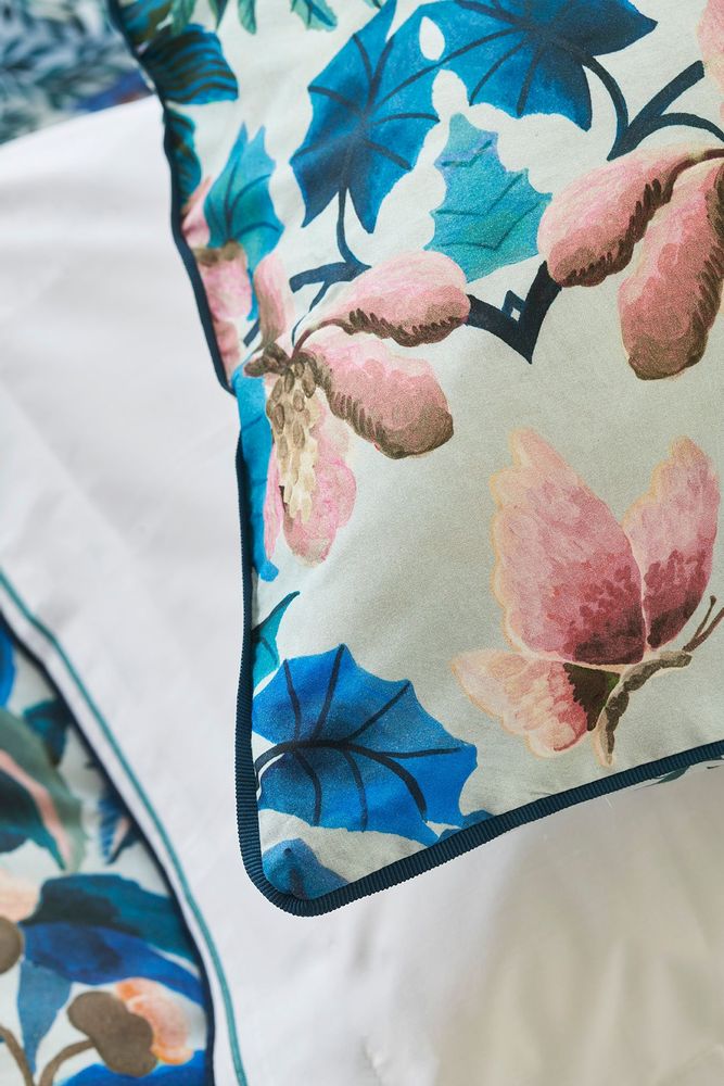Linge de lit - Ikebana Damask Slate Blue - Parure de lit en percale de coton - DESIGNERS GUILD