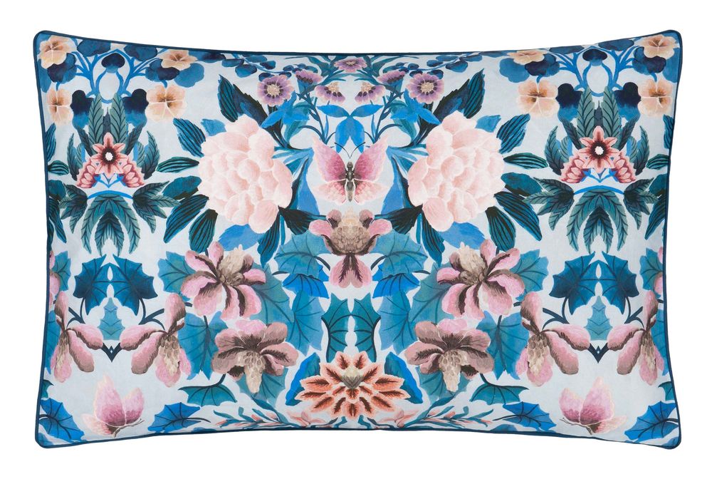 Linge de lit - Ikebana Damask Slate Blue - Parure de lit en percale de coton - DESIGNERS GUILD