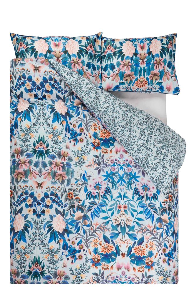 Linge de lit - Ikebana Damask Slate Blue - Parure de lit en percale de coton - DESIGNERS GUILD
