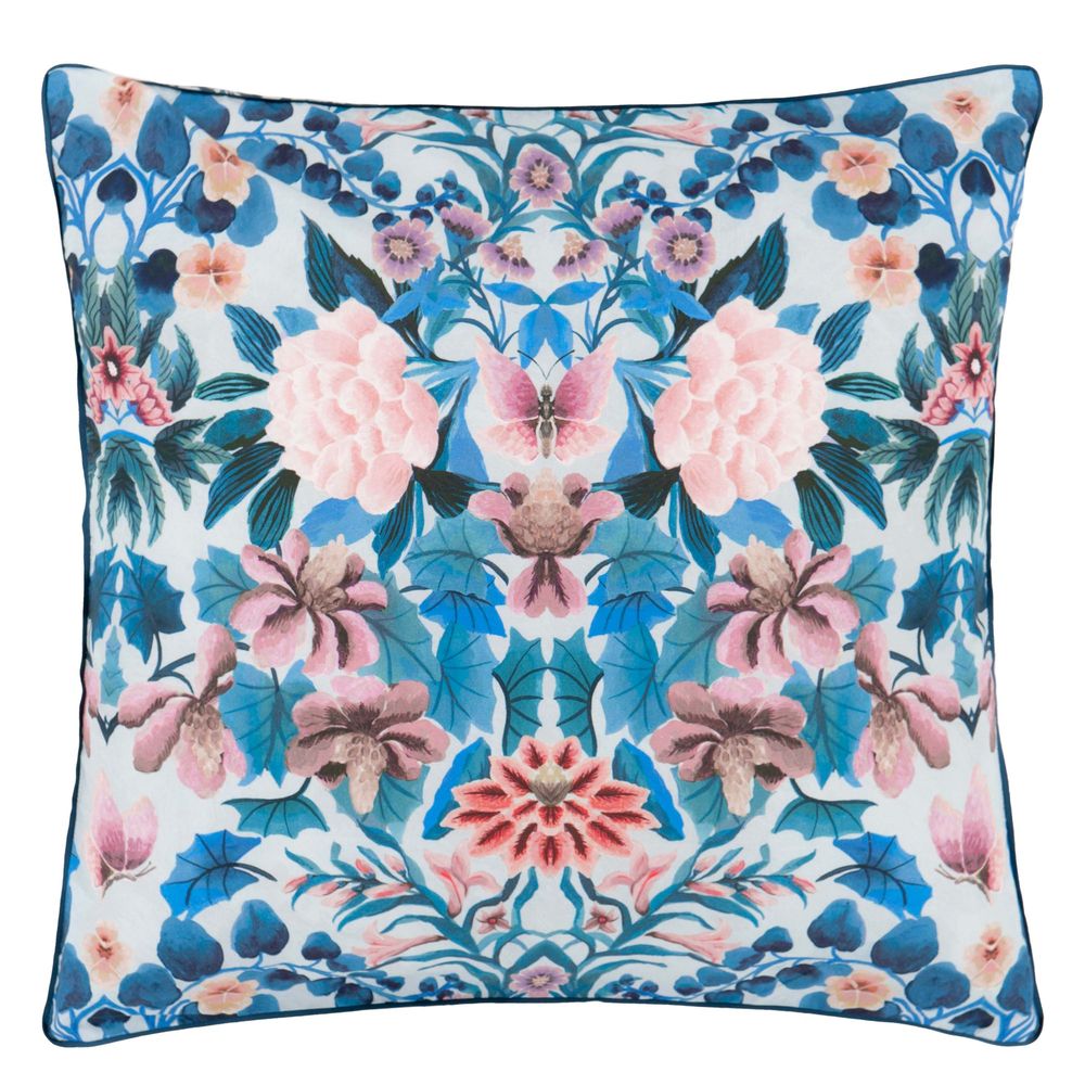Linge de lit - Ikebana Damask Slate Blue - Parure de lit en percale de coton - DESIGNERS GUILD