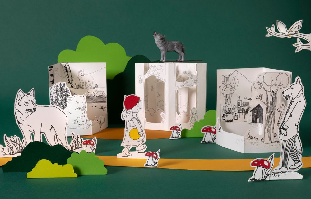 Gifts - Customizable cards - DIY - WOLF - COLORIAGES POPUP