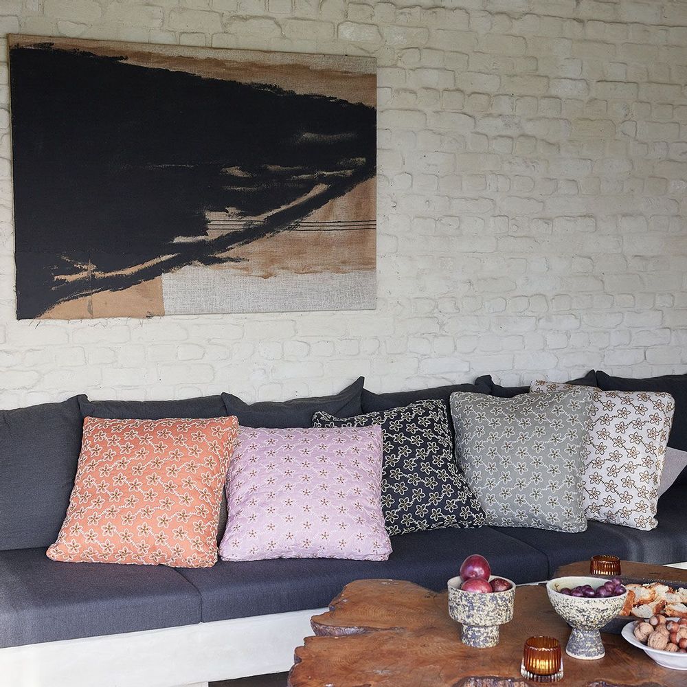 Coussins textile - Fleurs Kaki - Housse de coussin déco - ALEXANDRE TURPAULT