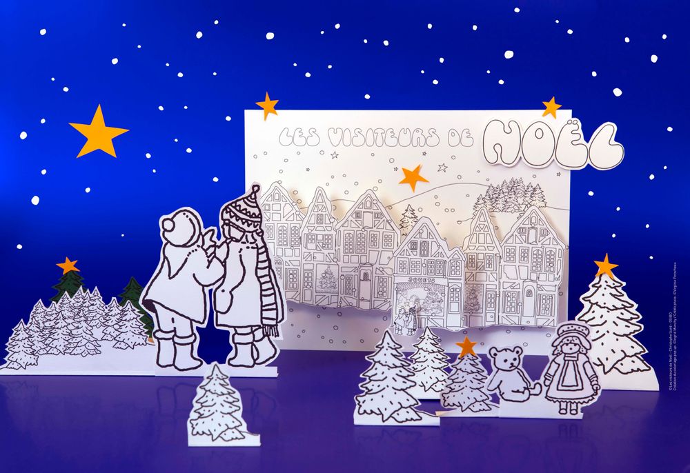 Licensed products - Customizable card - DIY - The CHRISTMAS VISITORS - COLORIAGES POPUP