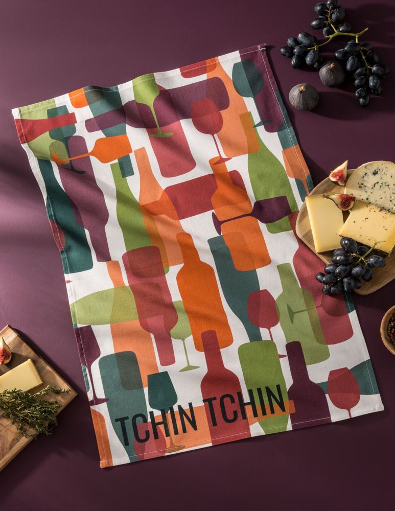 Torchons textile - Tchin Tchin - Torchon imprimé en coton - COUCKE