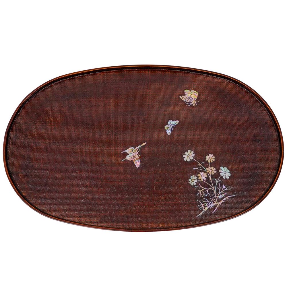 Kitchen utensils - Mother of Pearl Korean Hemp Cloth Lacquered Tray - FEBRUARY MOUNTAIN