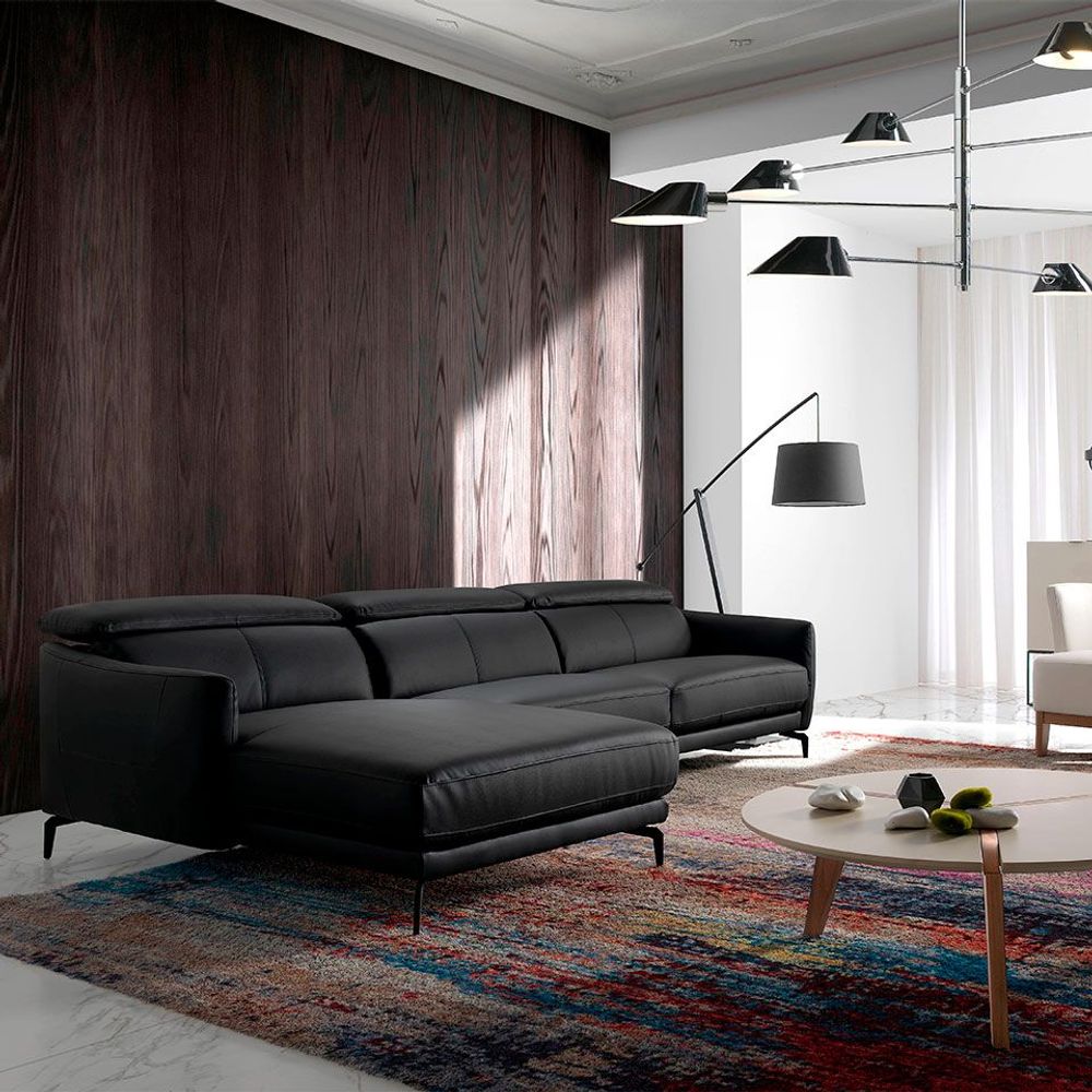 Sofas - Black cowhide chaise longue sofa - ANGEL CERDÁ