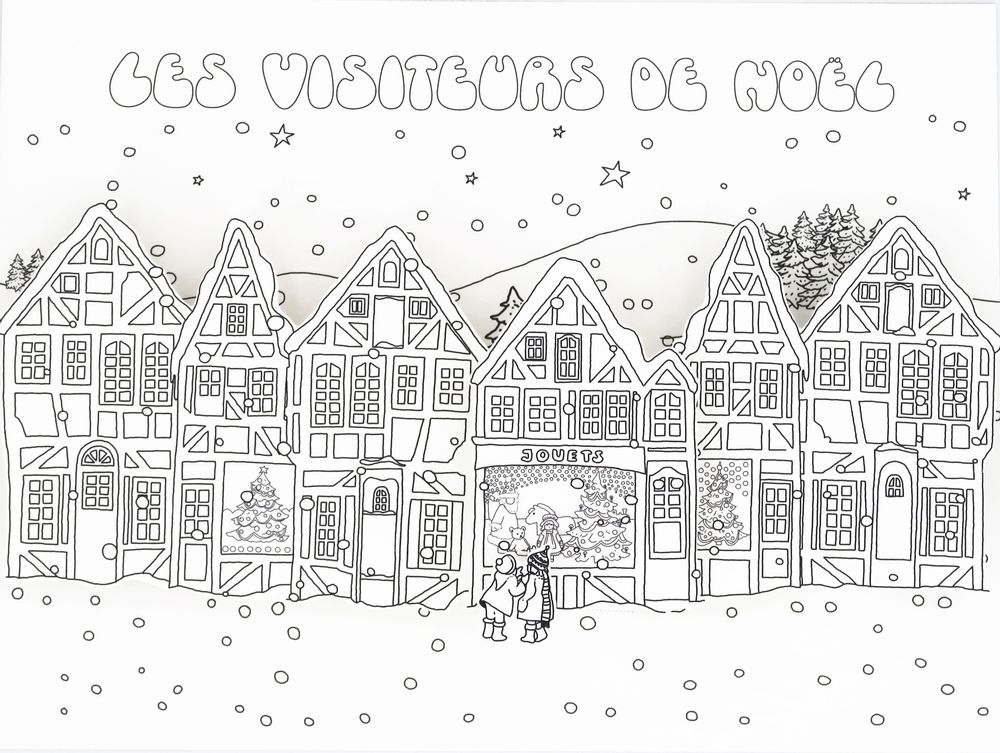 Licensed products - Customizable card - DIY - The CHRISTMAS VISITORS - COLORIAGES POPUP