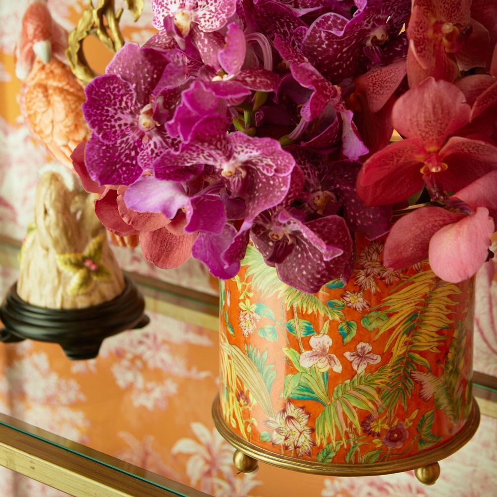 Vases - Planter in Coral Red With Palm Trees - G & C INTERIORS A/S