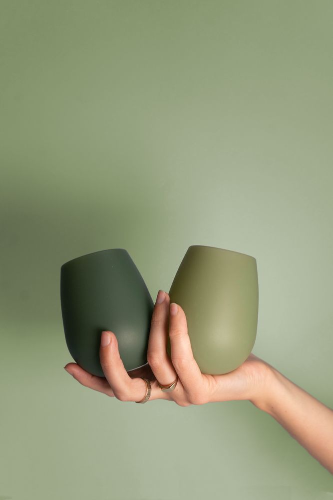 Crockery - Sage + Olive | Fegg | Silicone Unbreakable Glasses - PORTER GREEN