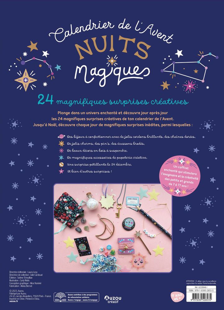 Loisirs créatifs pour enfant - Mon calendrier de l'avent - Nuits magiques - AUZOU