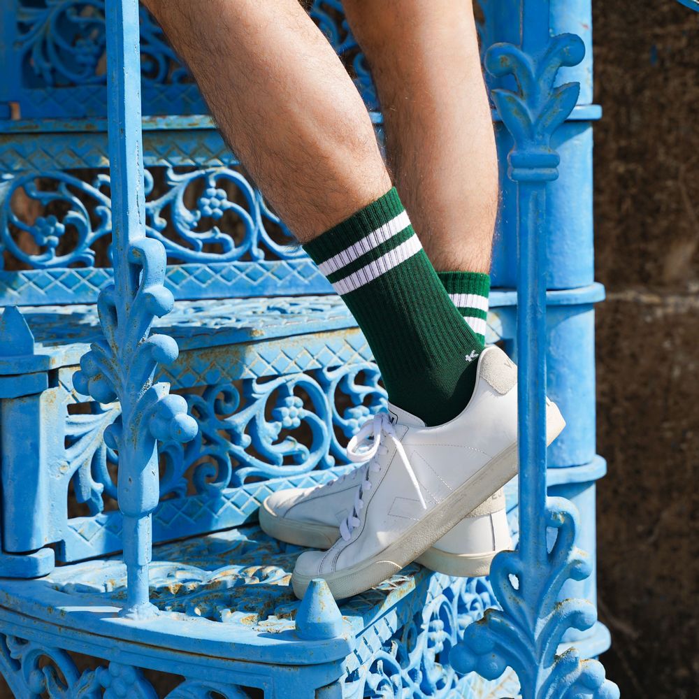 Chaussettes - Chaussettes de tennis en coton bio Klue | Collection ATHLETICS VINTAGE STRIPES - KLUE
