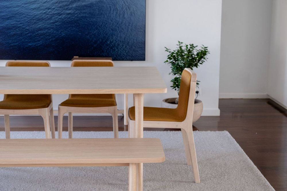 Dining Tables - Minimalist Modern Cast Table in Walnut Wood 220cm x 110cm - MOR