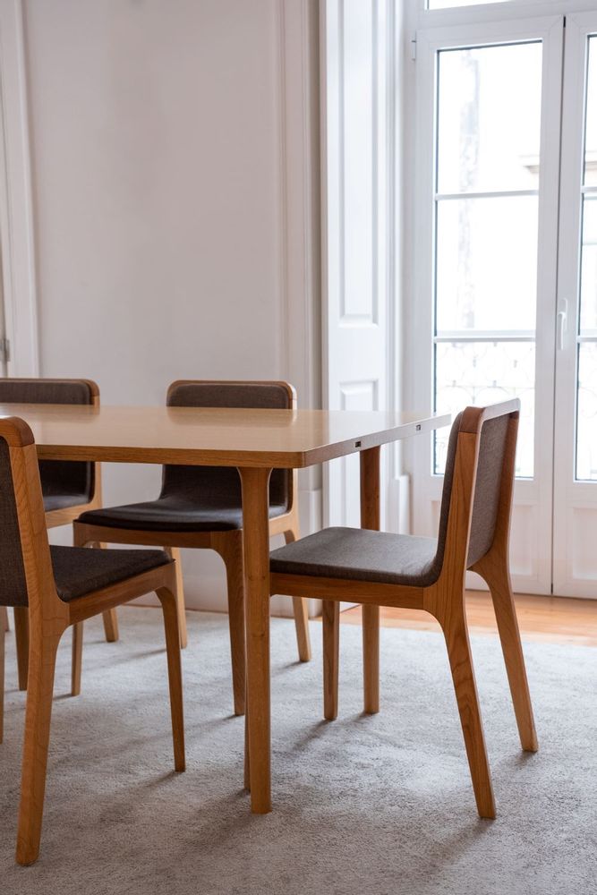 Dining Tables - Minimalist Modern Cast Table in Walnut Wood 220cm x 110cm - MOR