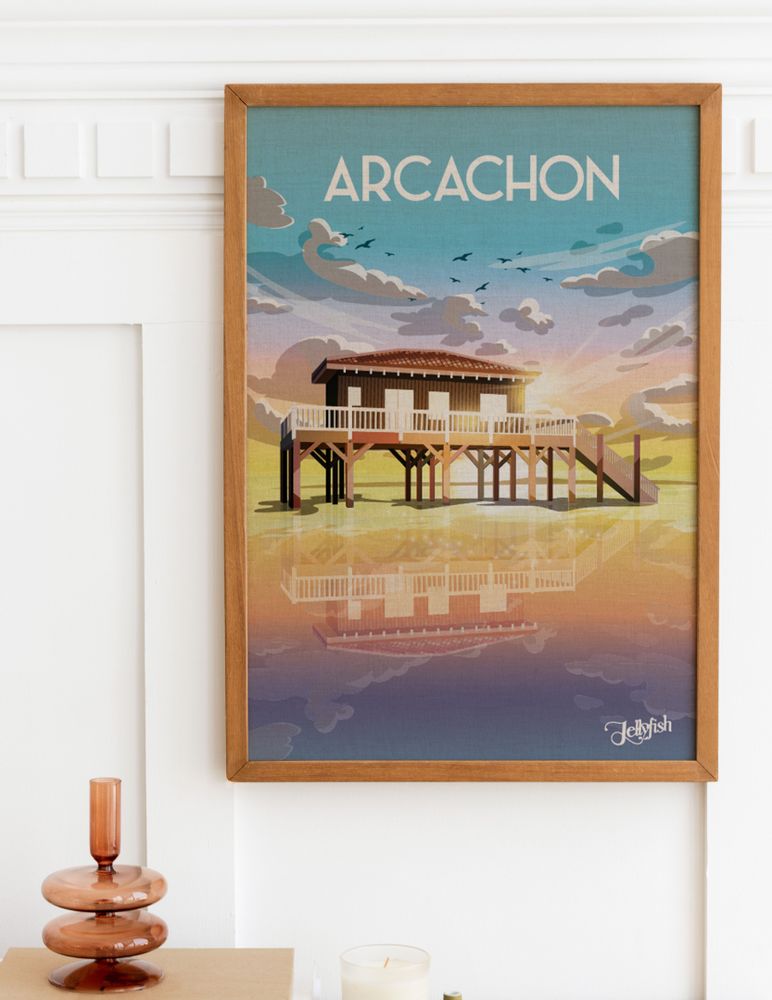 Affiches - AFFICHE ARCACHON 50x70cm - JELLYFISH-TRAVELPOSTER