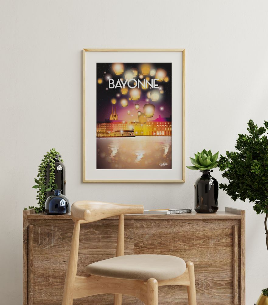 Affiches - AFFICHE BAYONNE 50x70cm - JELLYFISH-TRAVELPOSTER